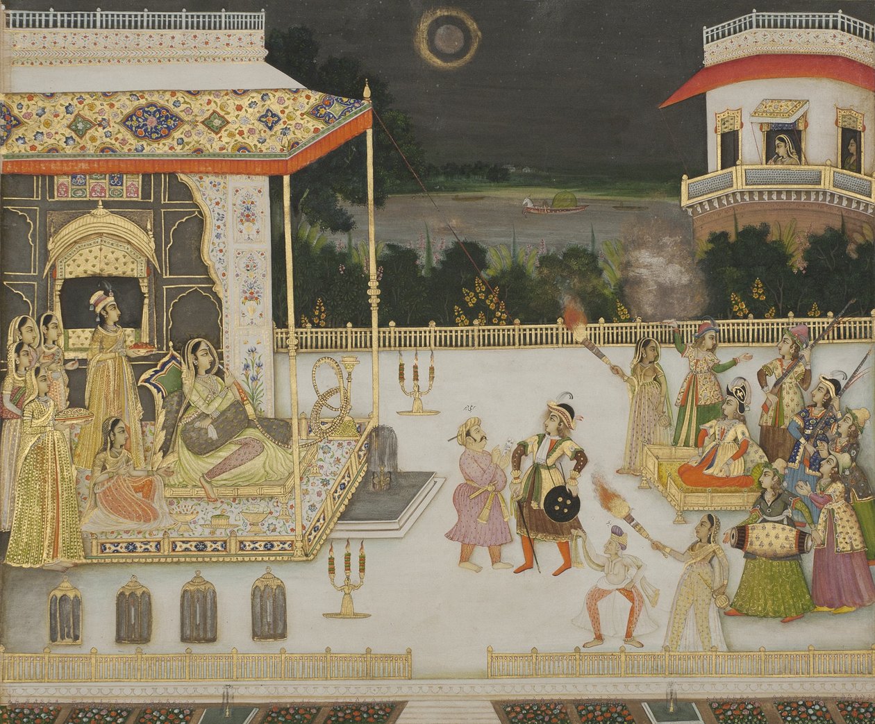 ترفيه للملكة Udham Bai ، 1742 (مرحاض غير شفاف وذهب على ورق) بواسطة ميران