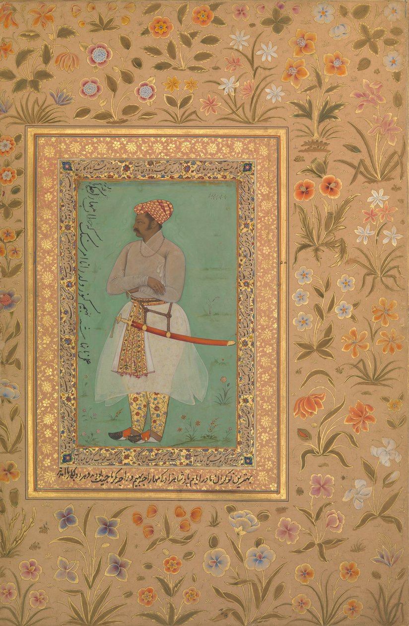 صورة للمهراجا بهيم كانوار ، فوليو من ألبوم شاه جهان ، ظهر: ca. 1615 - 29 بواسطة أنا علي حرافي