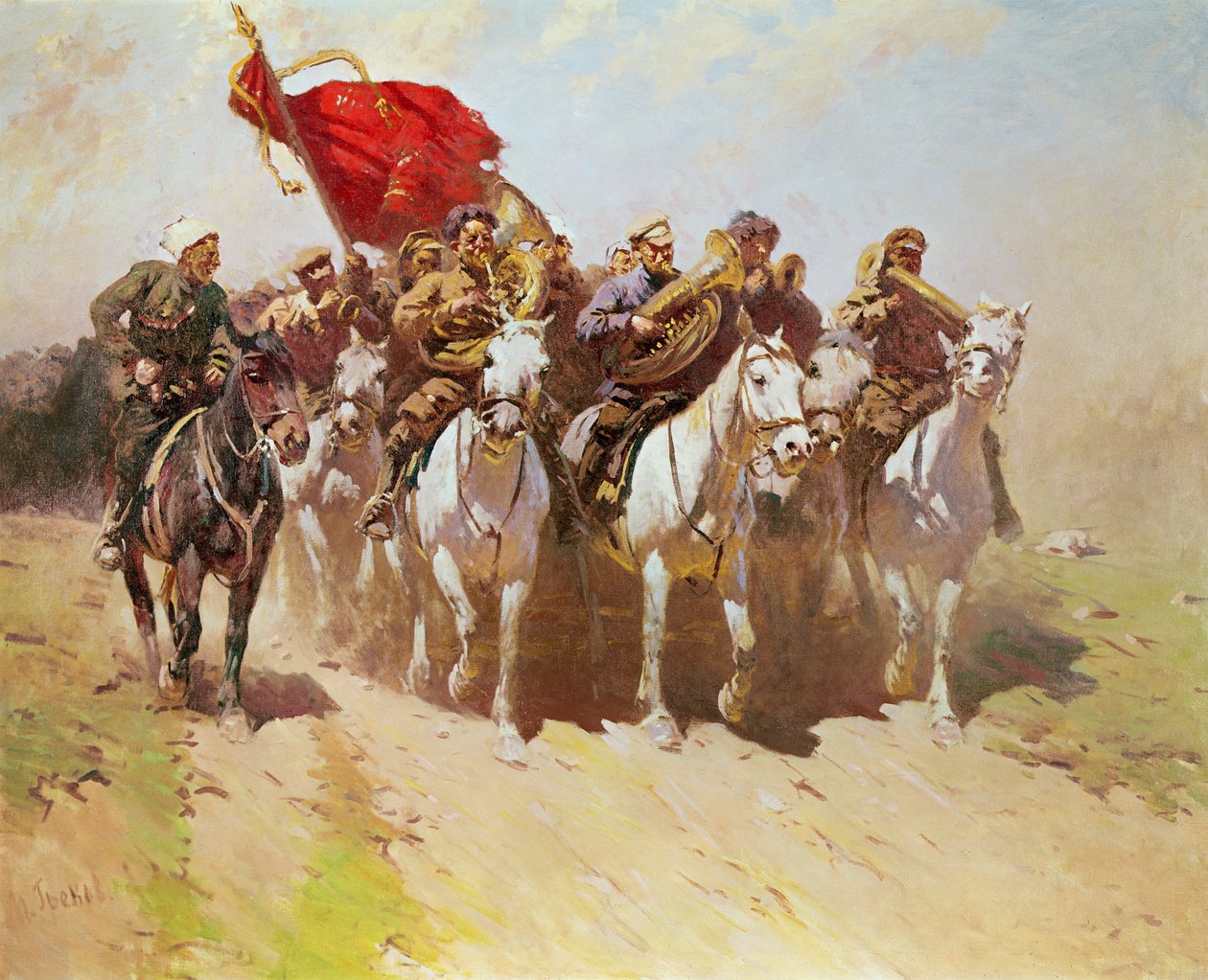 الفرقة النحاسية لجيش الخيالة الأول ، 1934 بواسطة ميتروفان بوريسوفيتش جريكوف