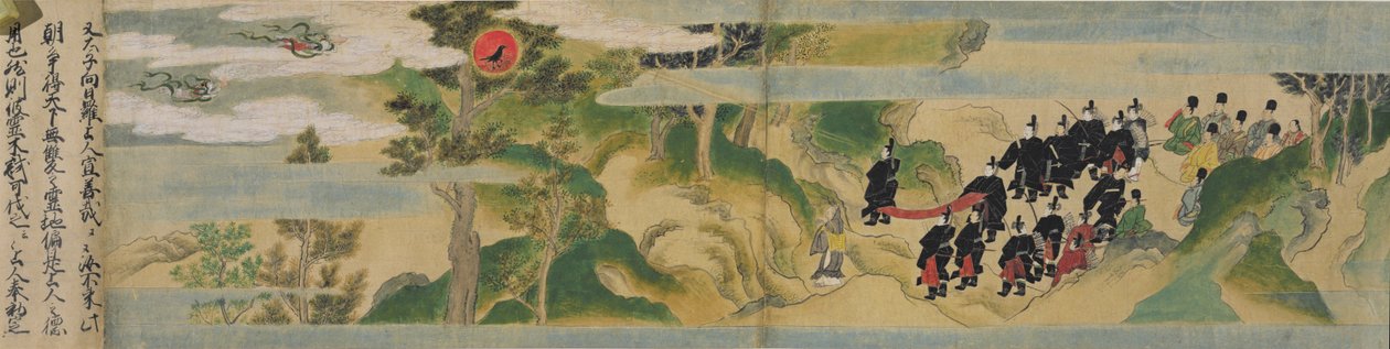 تاريخ تأسيس معبد Geppoji ، فترة Muromachi ، c.1495 (حبر ، لون وذهب على ورق) بواسطة ميتسويوشي توسا