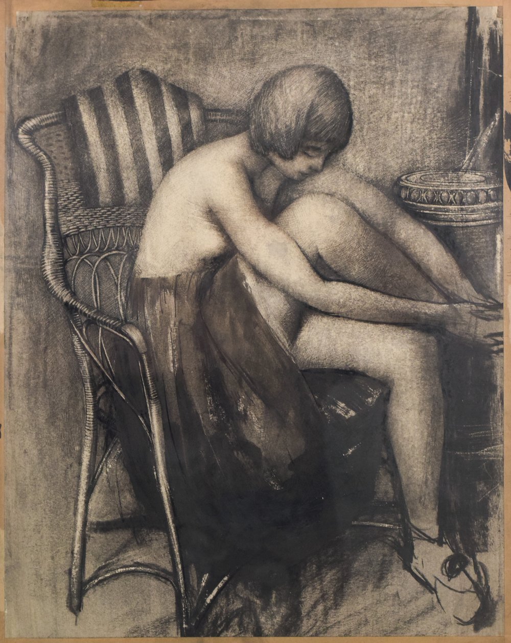 رسم راقصة جالسة على كرسي بواسطة 