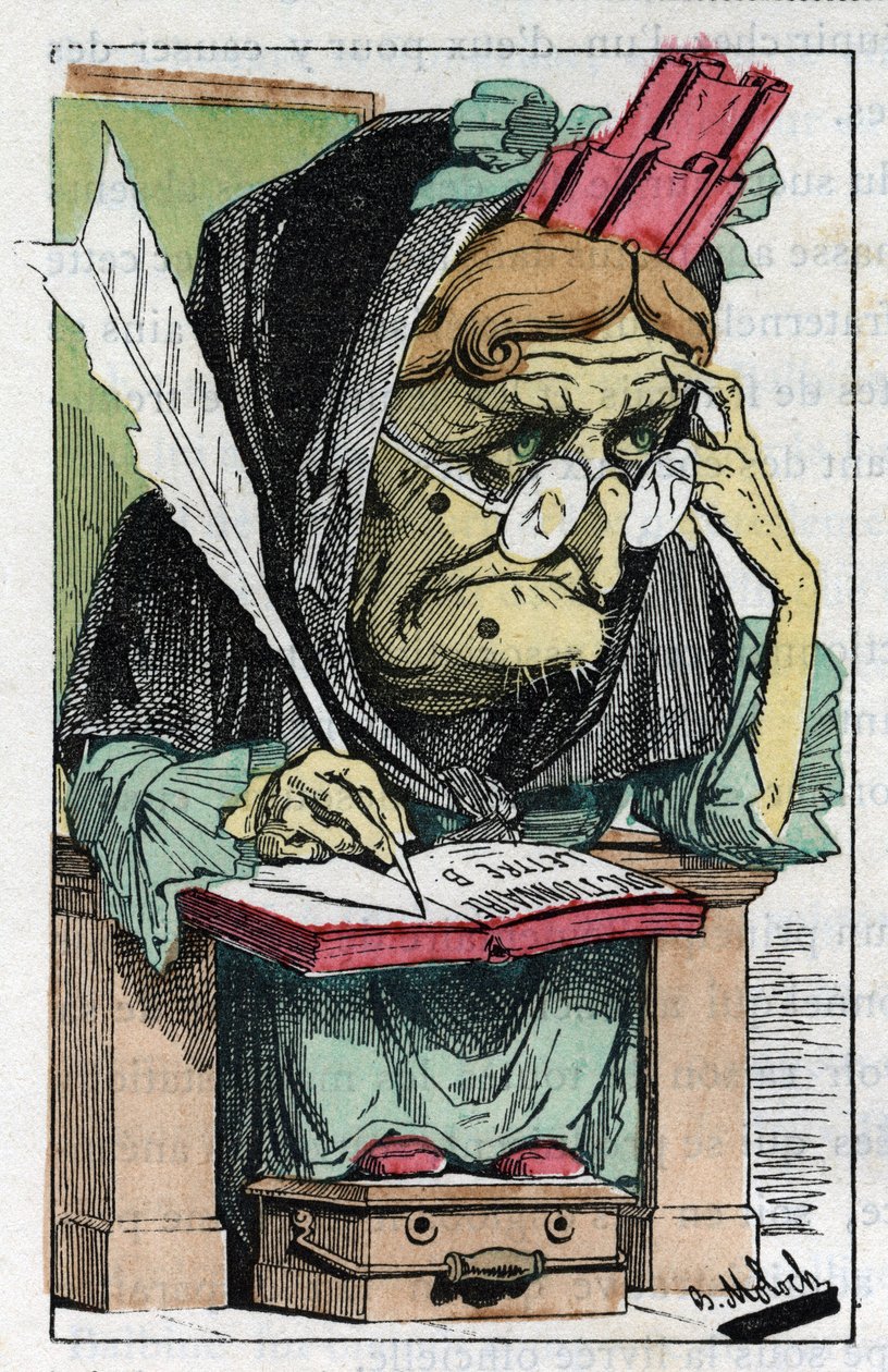 Allegorie من الأكاديمية الفرنسية في "Le Trombinoscope" بواسطة Touchatout ، رسم كاريكاتوري لـ B.Moloch عام 1882 (1849-1909). مجموعة خاصة. بواسطة الطاغوت