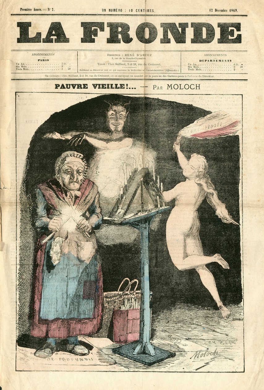 غلاف "La Fronde (1869-1870)" ، رقم 7 ، Satirique en Couleurs بواسطة الطاغوت