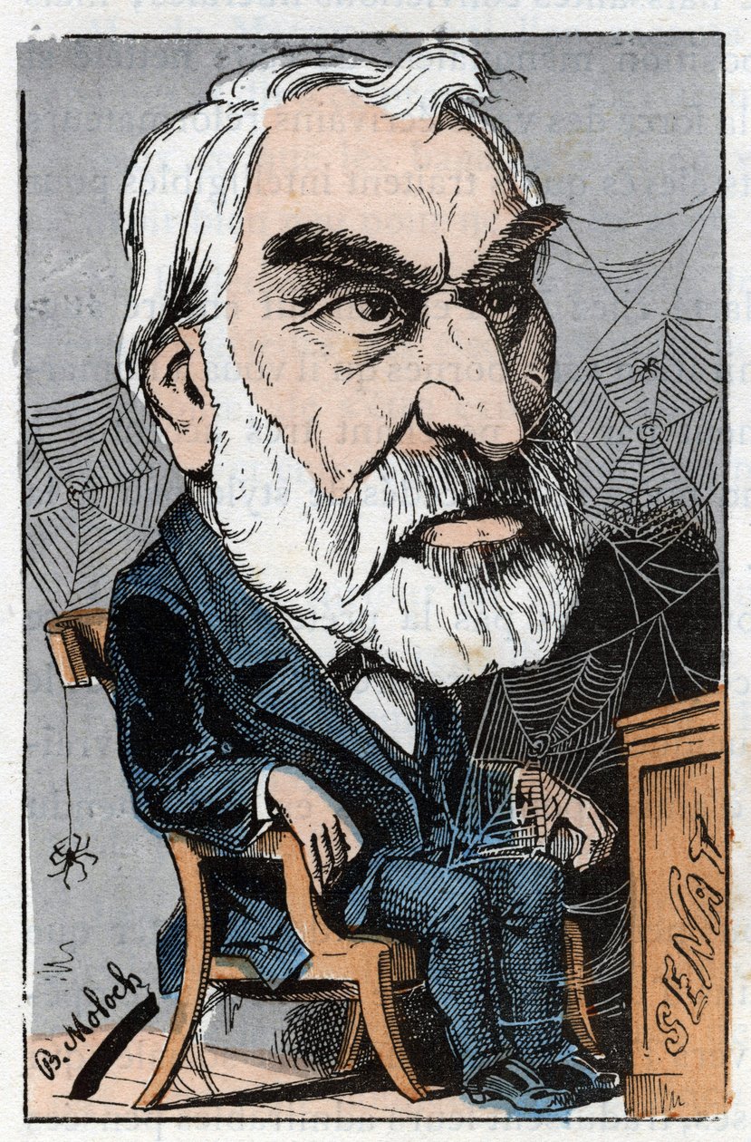يوجين بيليتان (1813-1884) ، صحفي وأدبي فرنسي وسياسي في "Le Trombinoscope" لتوشاتوت ، رسم كاريكاتوري بقلم ب. مولوك عام 1882 (1849-1909). مجموعة خاصة. بواسطة الطاغوت