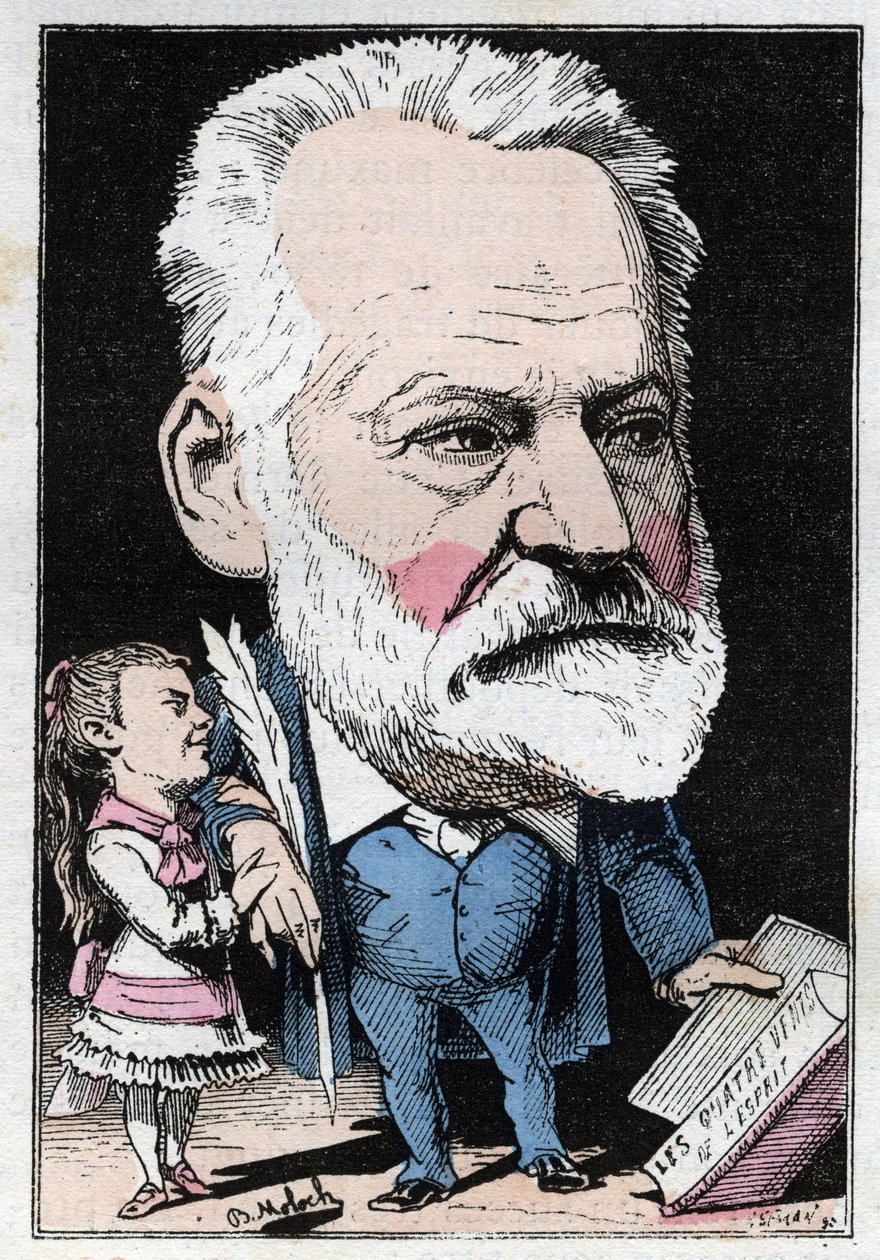 صورة للكاتب الفرنسي فيكتور هوغو (1802-1885) في "" Le Trombinoscope "لتوشاتوت ، رسم كاريكاتوري بقلم ب. مولوك عام 1882 (1849-1909). مجموعة خاصة. بواسطة الطاغوت