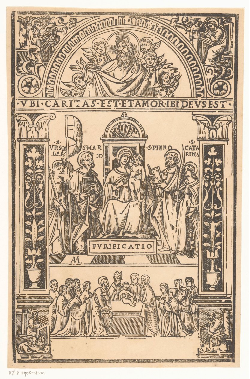 مريم مع الطفل والقديسين محادثة مقدسة محادثة مقدسة بواسطة Monogrammist AM (prentmaker 16e eeuw)