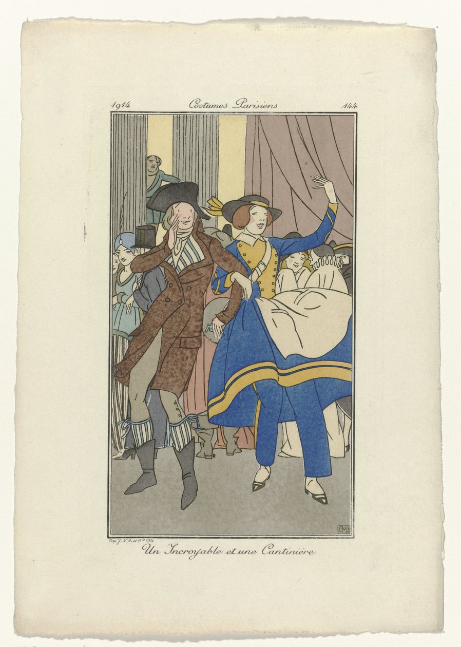 Journal des Dames et des Modes، Costumes Parisiens، 1914، No. 144: An Incredible and a Cantinière بواسطة Monogramist BMB