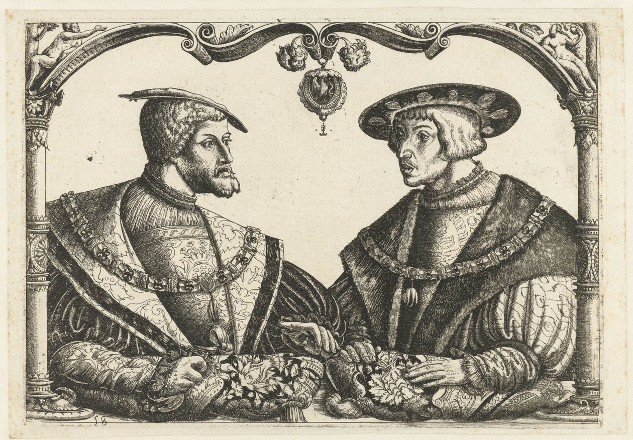 Karel V en Ferdinand I بواسطة Monogrammist CB met boom (منسوبة إلى)