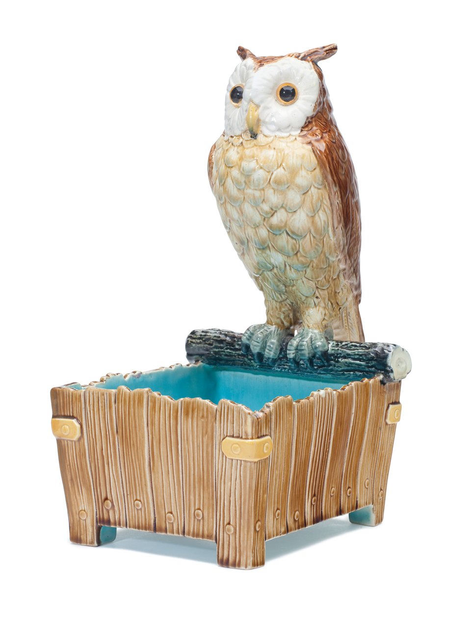 Majolica Owl Jardiniere ، c.1875 بواسطة مور وشركاه تي سي براون ويستهيد