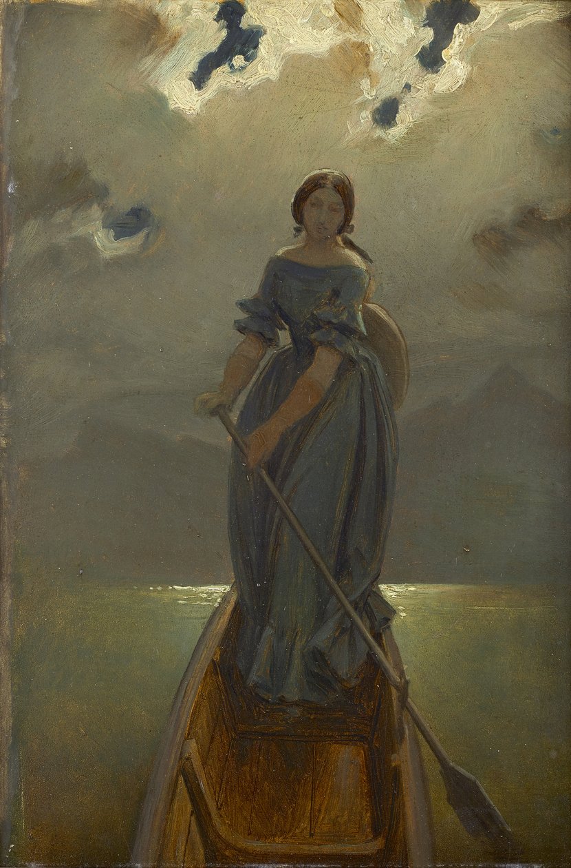 امرأة القارب البارونة ماري سبون في Gmundner See ، ج. 1851. بواسطة موريتز لودفيج فون شويند
