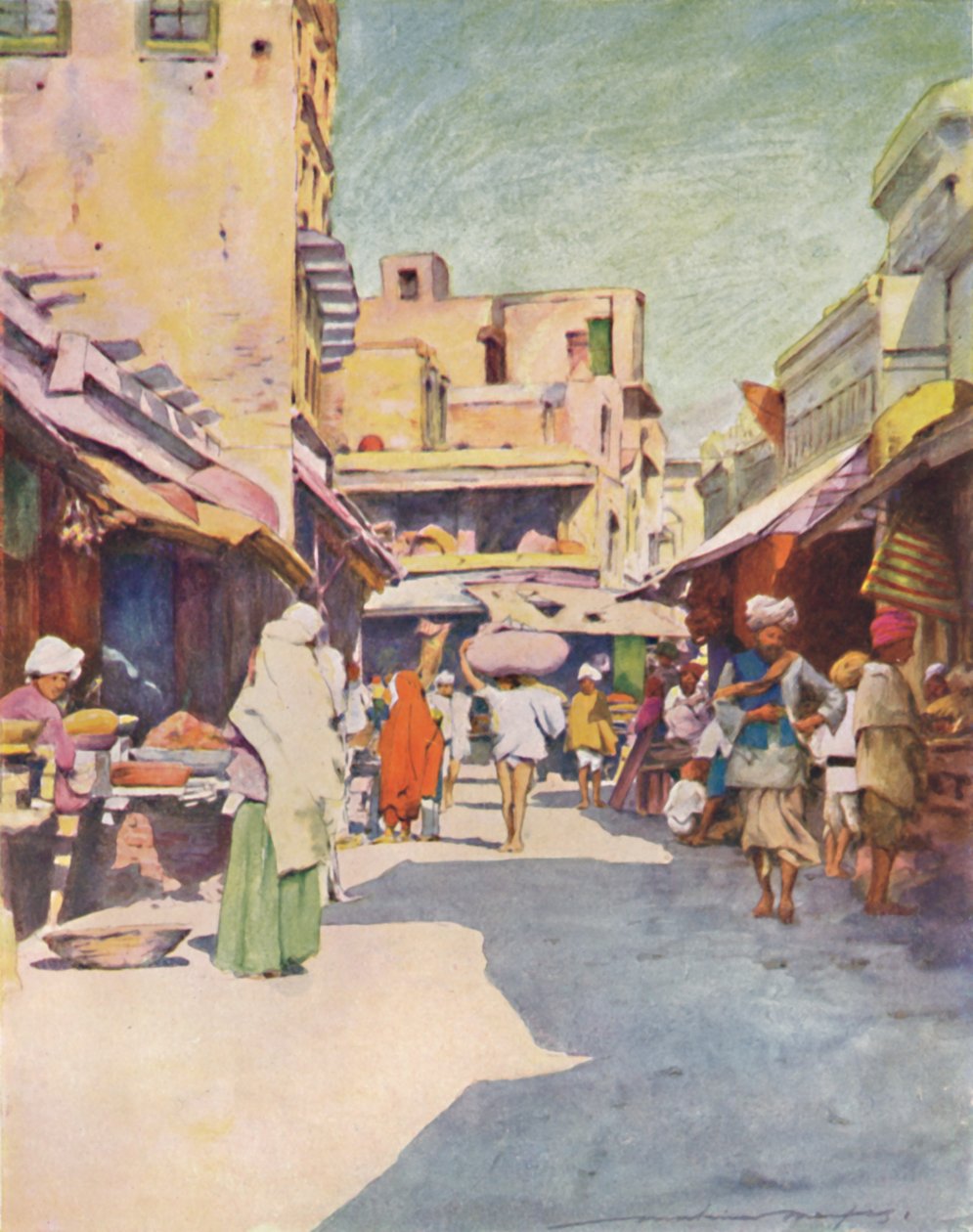 بازار في أمريتسار 1905 بواسطة مورتيمر لودينجتون مينبس