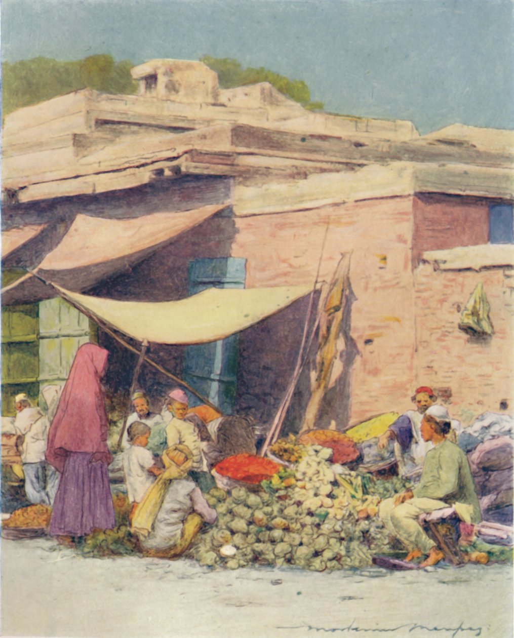 سوق الخضار ، دلهي ، 1905 بواسطة مورتيمر لودينجتون مينبس