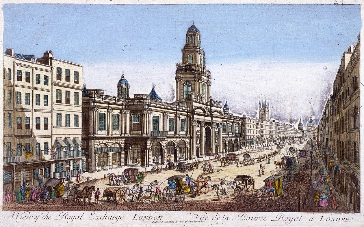 واجهة Royal Exchange الثانية ، لندن ، 1761 بواسطة موثي لايري