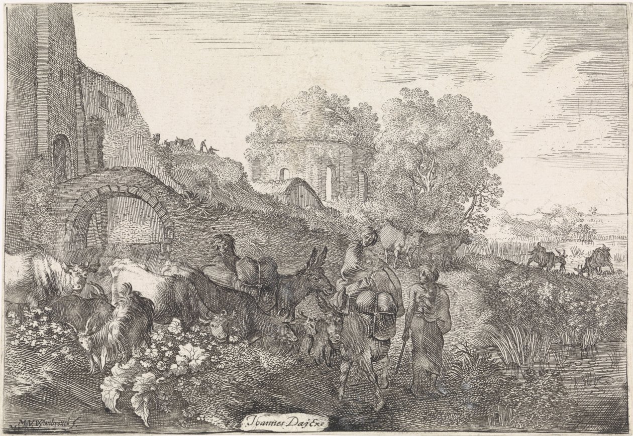 المناظر الطبيعية مع المسافرين المناظر الطبيعية الأركادية (عنوان السلسلة) بواسطة Moyses van Wtenbrouck