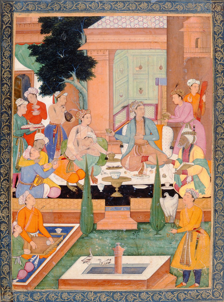 أمير ورفاق يأخذون المرطبات ويستمعون إلى الموسيقى من ألبوم Clive الصغير بواسطة مدرسة موغال