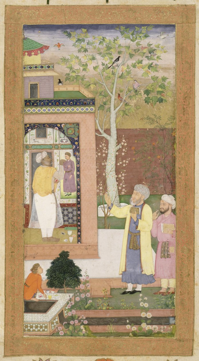 فنان يزين الجزء الداخلي من جناح الحديقة ، من Small Clive Album ، c.1600 (مرحاض غير شفاف على الورق) بواسطة مدرسة موغال