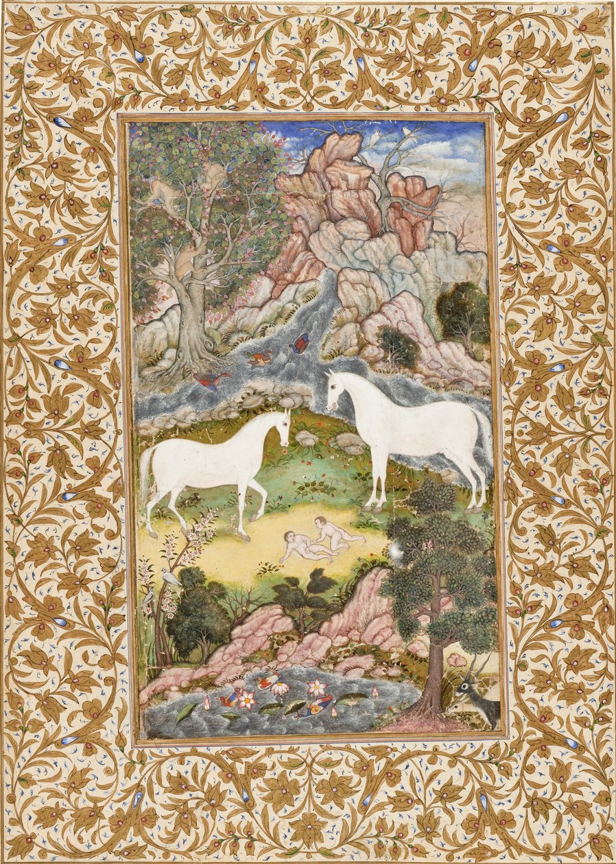 ولادة التوائم السماوية ، c.1585-90 بواسطة مدرسة موغال