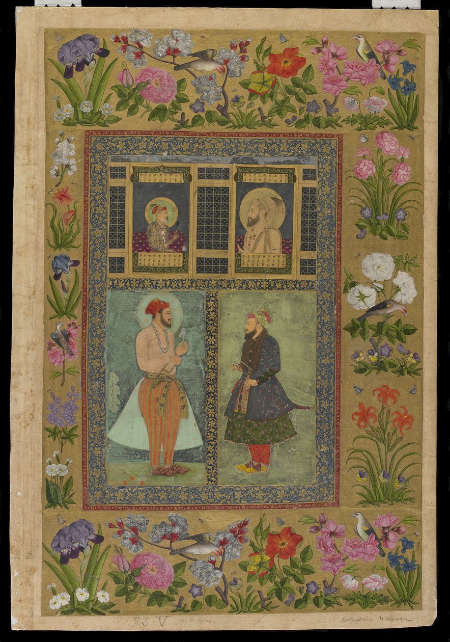أربع صور من ألبوم سانت بطرسبرغ ، ورقة ألبوم منفصلة ، c.1650-1660 ؛ حدود منتصف القرن الثامن عشر بواسطة مدرسة موغال