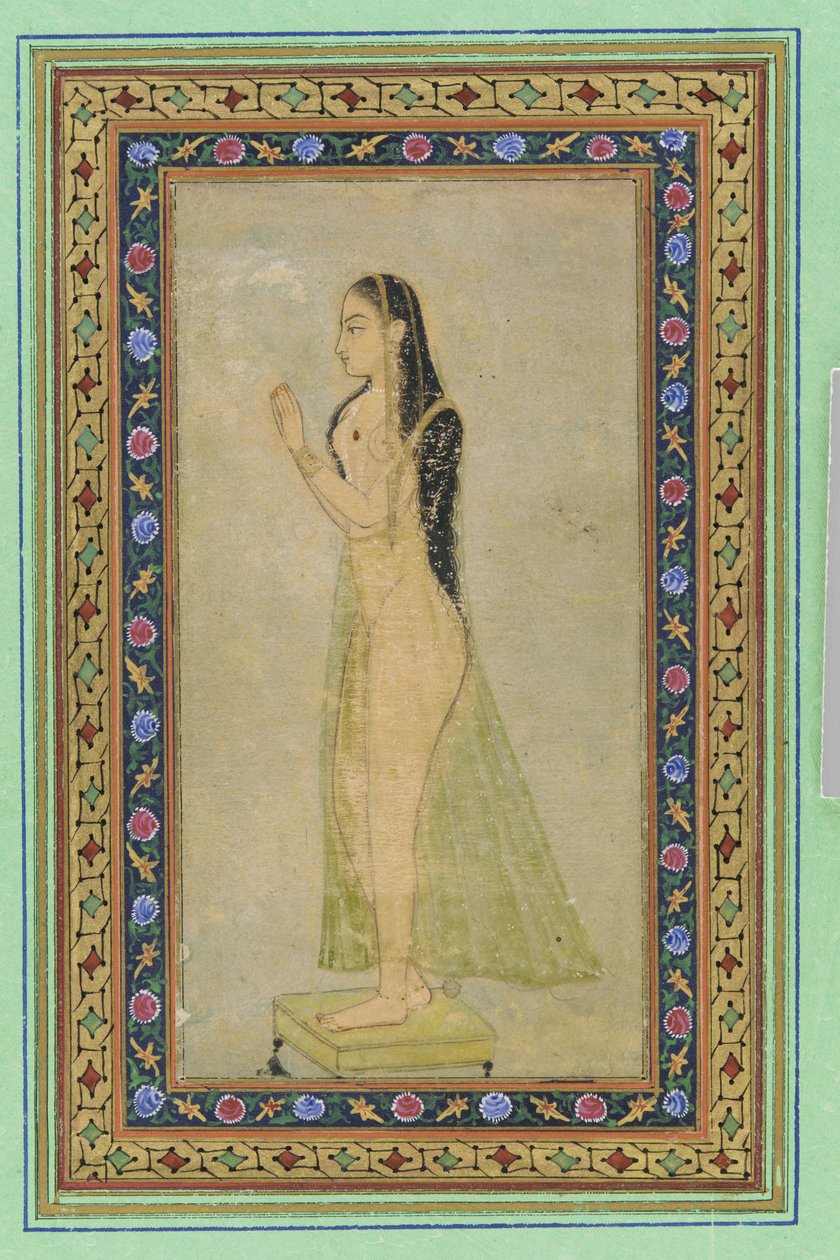 سيدة في الصلاة ، ألبوم الألبوم مع لوحة ، c.1900 بواسطة مدرسة موغال