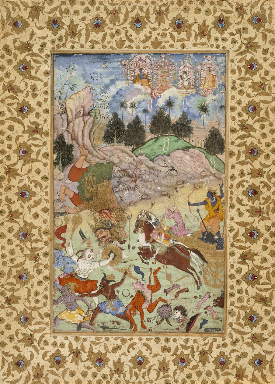 براديومنا يقتل سامفارا ، c.1585-90 بواسطة مدرسة موغال