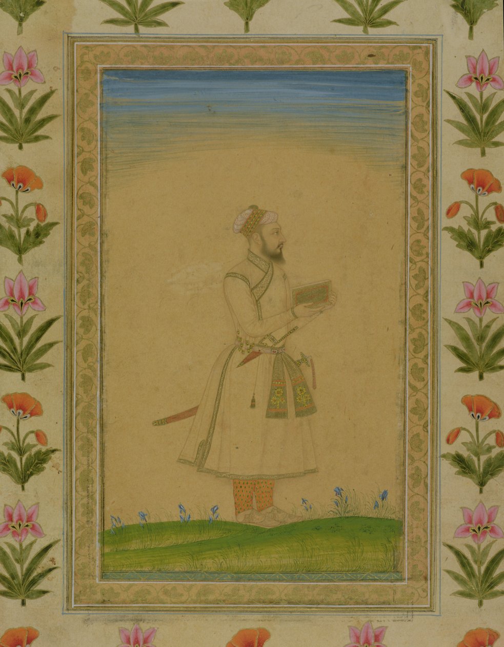 شخصية نبلاء تحمل كتابًا من ألبوم Clive الصغير (مرحاض غير شفاف على الورق) بواسطة مدرسة موغال
