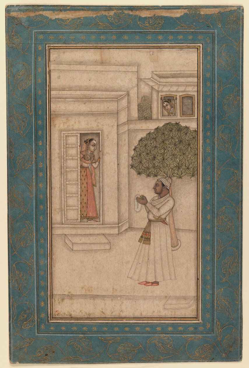 الأمير وحبيبه في الحديقة ، c.1760 (حبر ومبهم على الورق) بواسطة مدرسة موغال