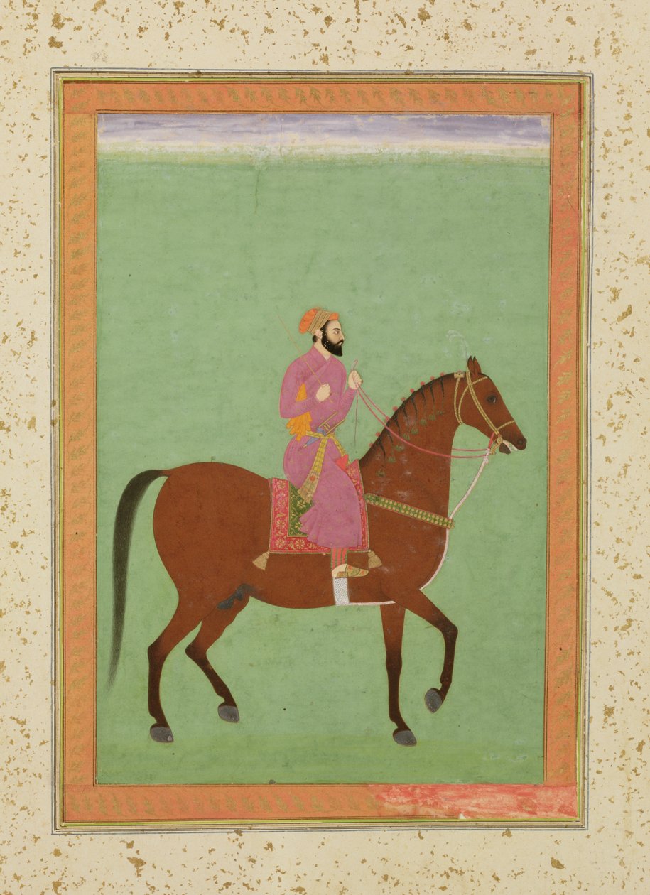 أمير مغل على ظهور الخيل ، 1670-80 ، من ألبوم Clive الكبير بواسطة مدرسة موغال
