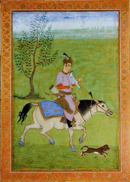 أمير يتجول على ظهر حصان ، من ألبوم كلايف الكبير (ألوان مائية على ورق) بواسطة مدرسة موغال
