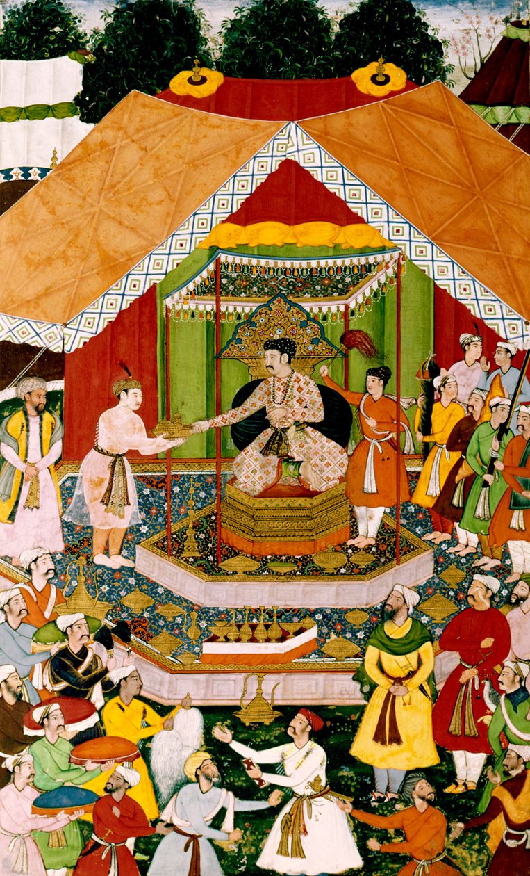 أكبر وعظيم خان في Dipalpur ، c.1590-95 بواسطة مدرسة موغال