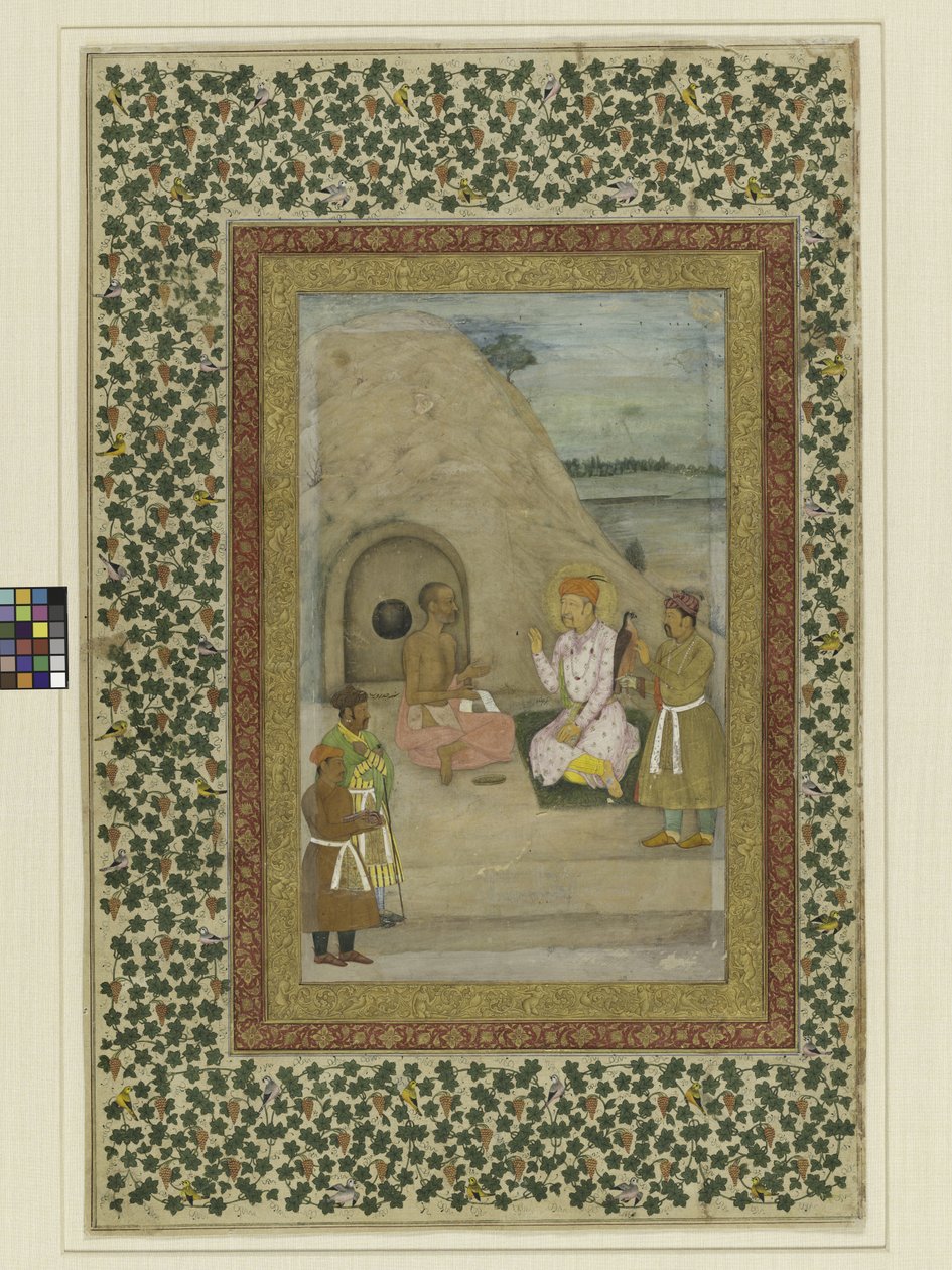 الإمبراطور أكبر وجوسين جادروب ، الورقة من سان بطرسبرج مرقق ، c.1625-30 بواسطة مدرسة موغال