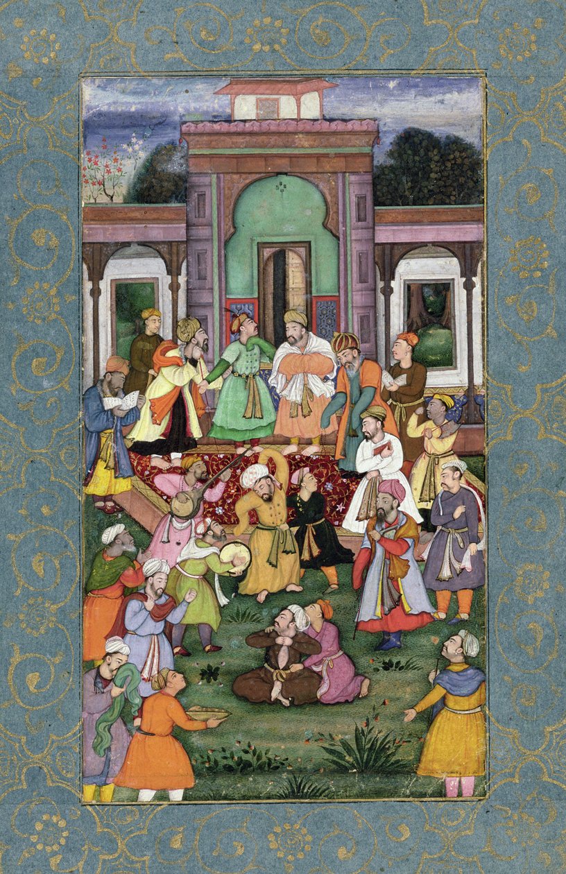 مجموعة من الدراويش الدوامة ، من ألبوم Clive الكبير ، c.1595 (مرحاض غير شفاف مع ذهب على ورق) بواسطة مدرسة موغال