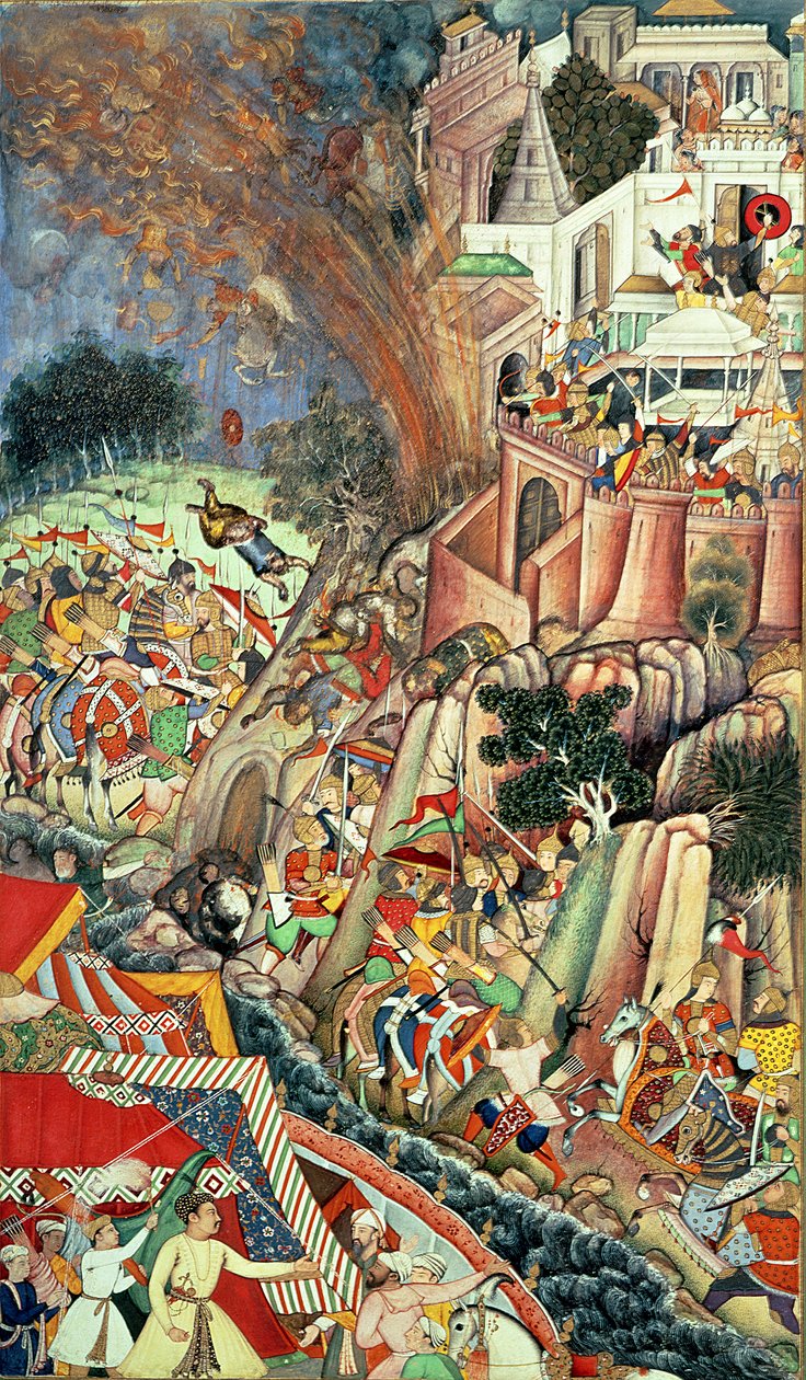 عمليات حصار تشيتور ، من "Akbarnama" ، موغال ، حوالي 1590 بواسطة مدرسة موغال