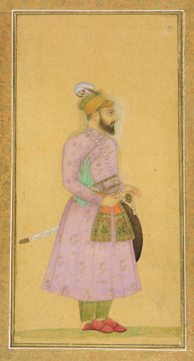 شخصية دائمة لأمير مغولي ، من ألبوم Clive الصغير ، 1630-40 (غواش ومرحاض على ورق) بواسطة مدرسة موغال