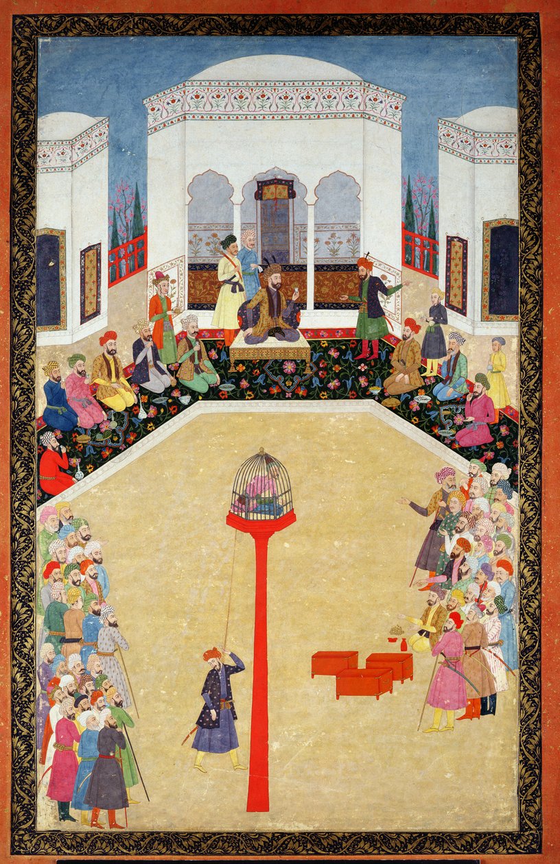 القبض على السلطان بايزيد التركي ، ألبوم جونسون الأول ، رقم 2 رقم 9 ، c1680 (الغواش على ورقة الألبوم) بواسطة مدرسة موغال