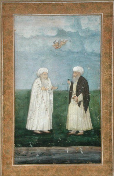 رجلين مسلمين مقدسين ، من ألبوم كلايف الصغير (ألوان مائية غير شفافة على ورق) بواسطة مدرسة موغال