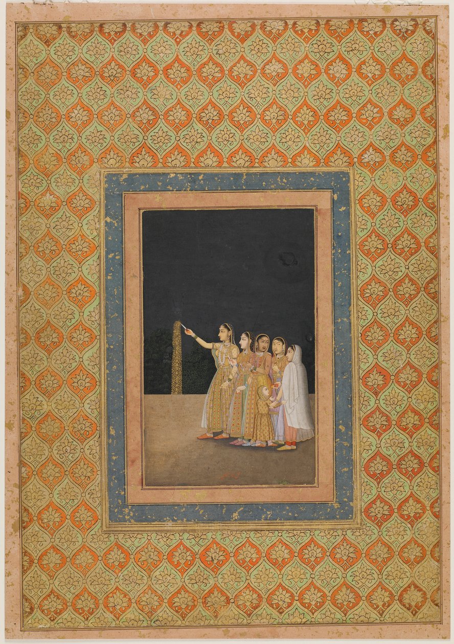 سيدات الملعب يلعبون بالألعاب النارية ، كاليفورنيا. 1740. بواسطة محمد أفضل