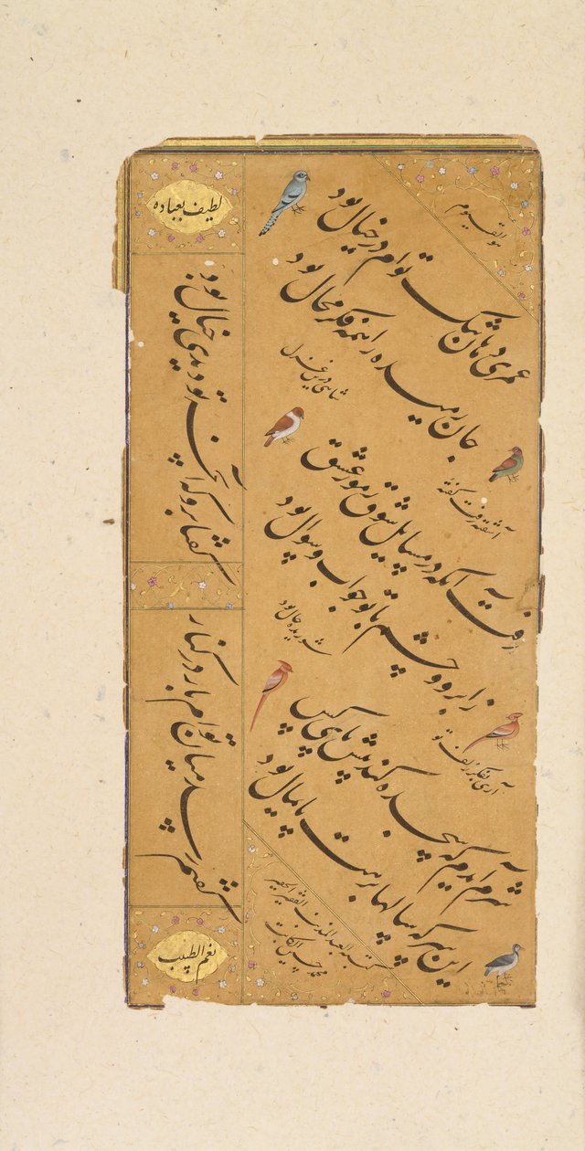 صفحة الخط ، أواخر القرن السادس عشر. بواسطة محمد حسين الكاتب