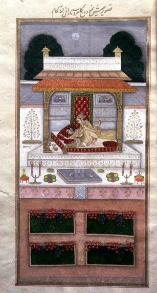 كامروب وكمالطة في ليلة زفافهما ، من داستور حمت (حوالي 1755) (إضاءة) بواسطة محمد مراد