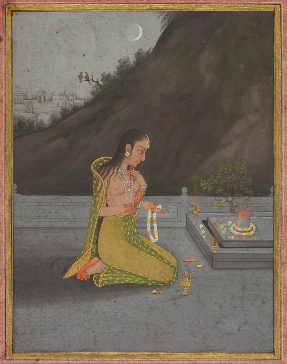مشهد ليلي لشيفا بوجا ، ج. 1760-70. بواسطة محمد رضوي هندي