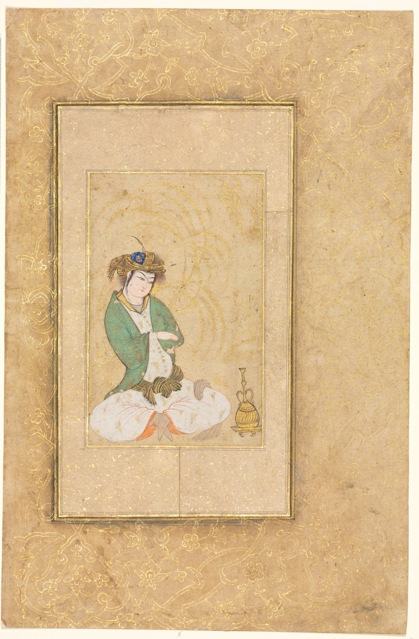 شباب جالس على الصفصاف ، صفحة واحدة ، ج. 1600-1650. بواسطة محمد يوسف