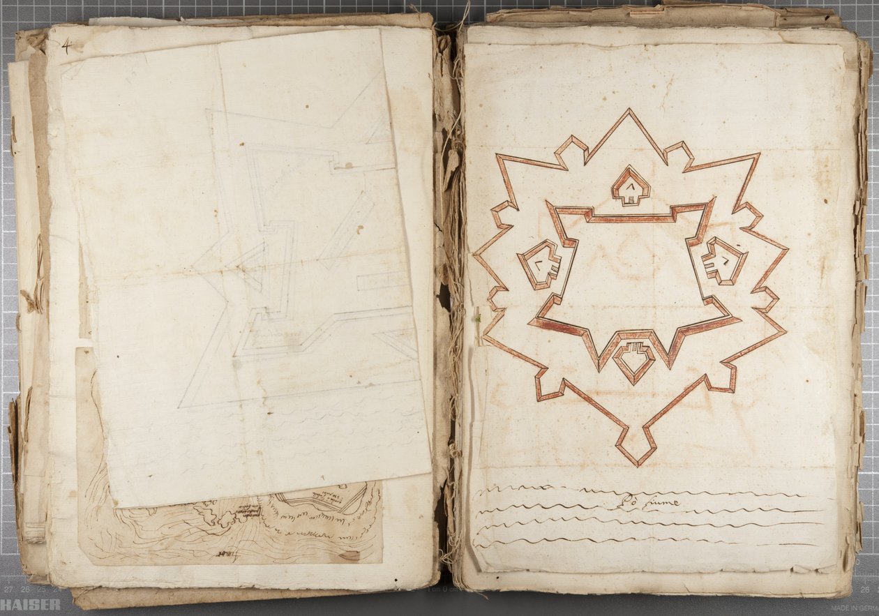 مجموعة رسومات كتبها Mutio Oddi من Urbino وآخرون - Po Fume ، c.1635-40 (قلم وحبر على ورق في مجلد مقيد) بواسطة Muzio Oddi