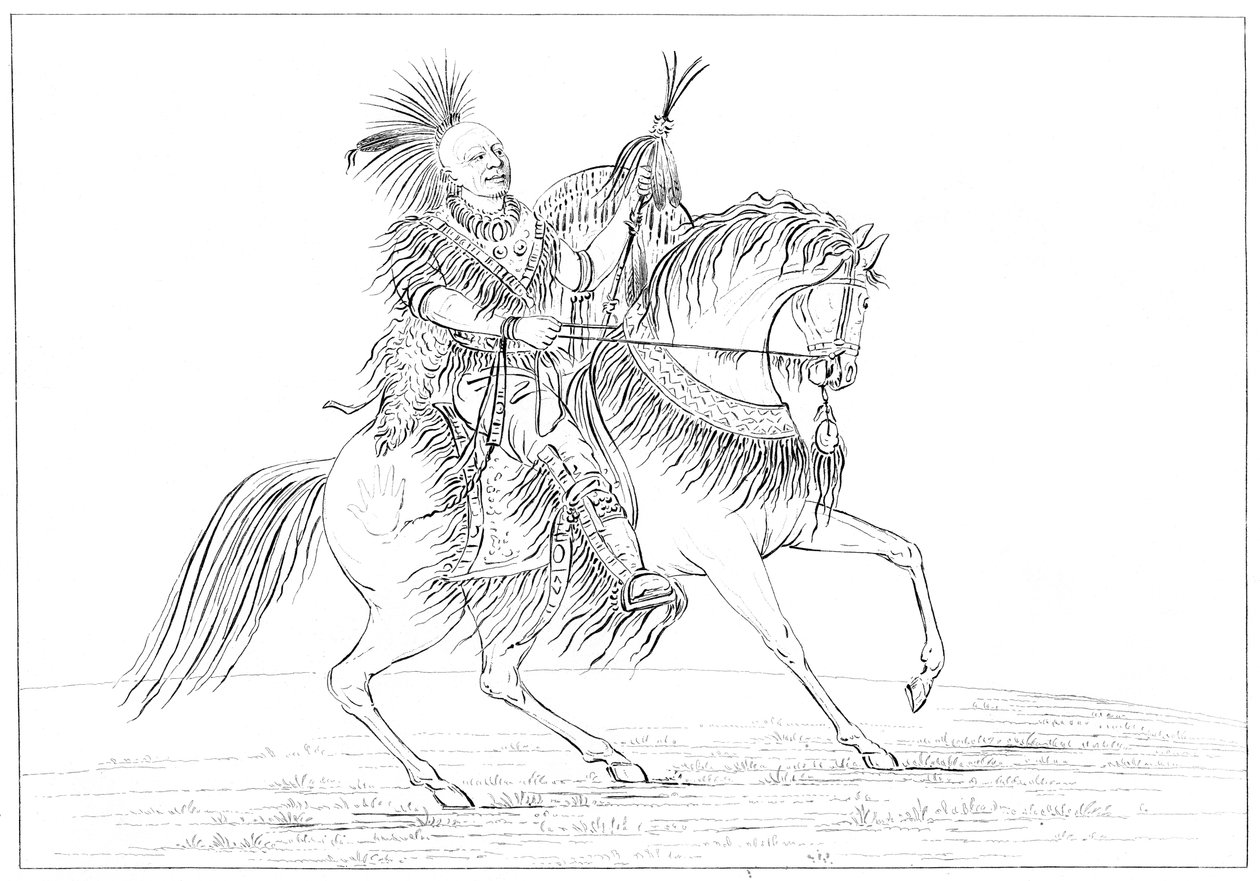 Keokuk على ظهور الخيل ، جزيرة الصخرة ، المسيسيبي العليا ، 1841. بواسطة مايرز وشركاه