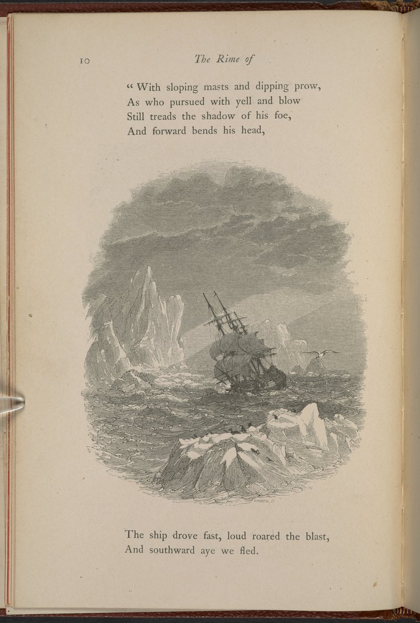 رسم توضيحي في الصفحة 10 من "The Rime of the Ancient Mariner" بقلم صمويل تايلور كوليردج بواسطة مايلز بيركت فوستر
