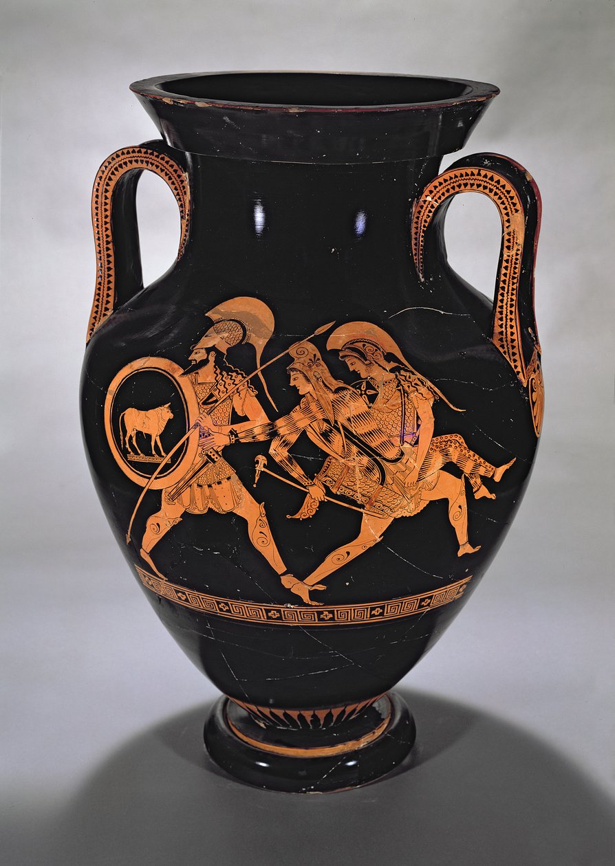 العلية أمفورا البطن ذات الشكل الأحمر التي تصور اختطاف Antiope مع ثيسيوس و Pirithous ، c.500-490 قبل الميلاد (الفخار) بواسطة ميسون