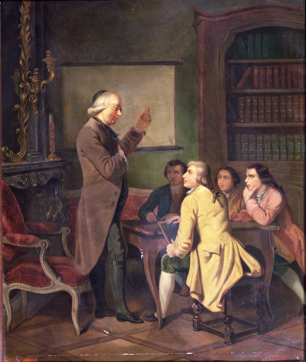 درس مع آبي تشارلز ميشيل دي ليبي (1712-1789) بعد لوحة من تأليف F. Peyson بواسطة N. Ginouvier