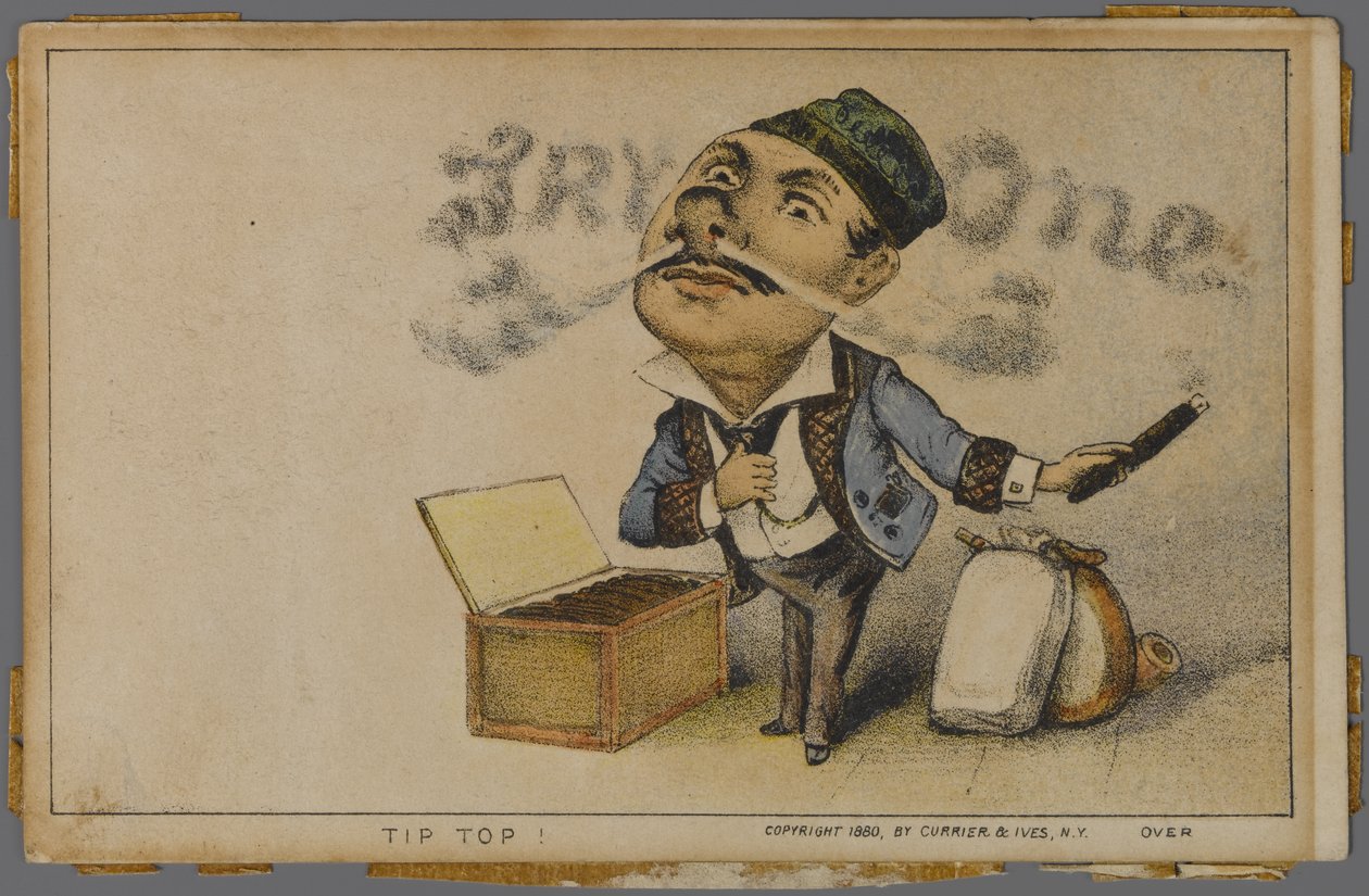 إعلان عن توب سيجار 1880 بواسطة N. and Ives، JM Currier