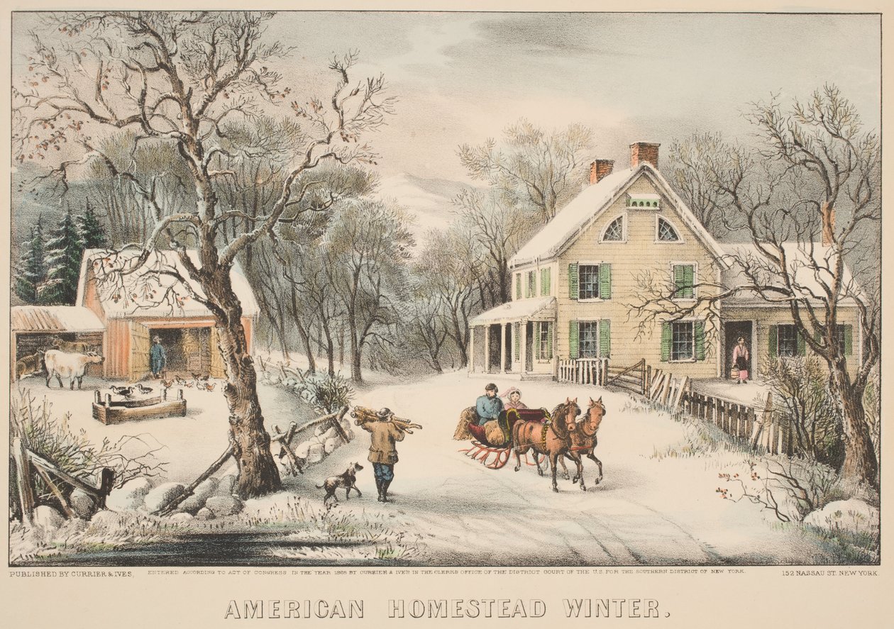 أمريكان هومستيد وينتر ، 1868 (ليثو ملون) بواسطة N. and Ives، JM Currier