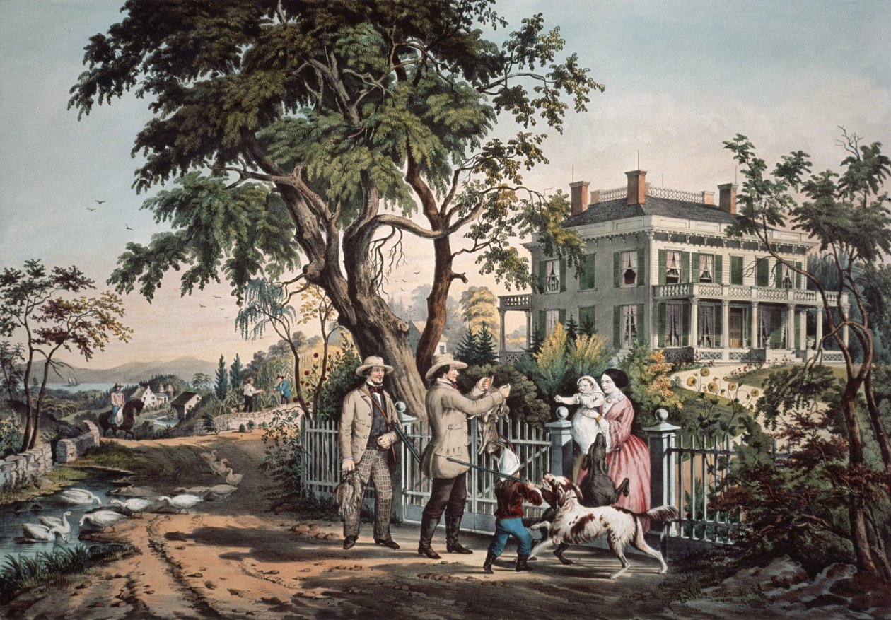 الحياة الأمريكية الريفية - بعد ظهر أكتوبر 1855 بواسطة N. and Ives، JM Currier