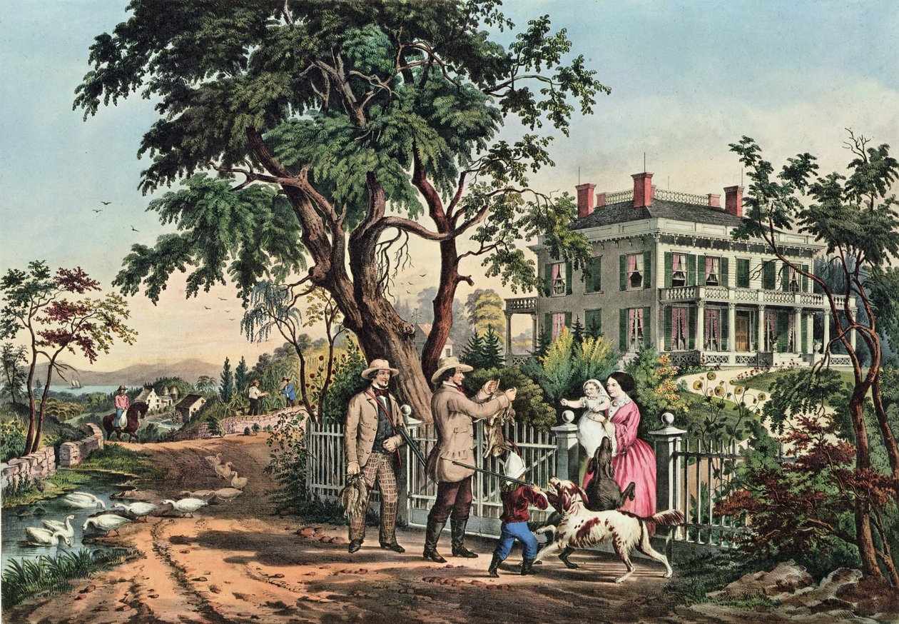 الحياة الأمريكية الريفية - بعد ظهر أكتوبر 1855 بواسطة N. and Ives، JM Currier