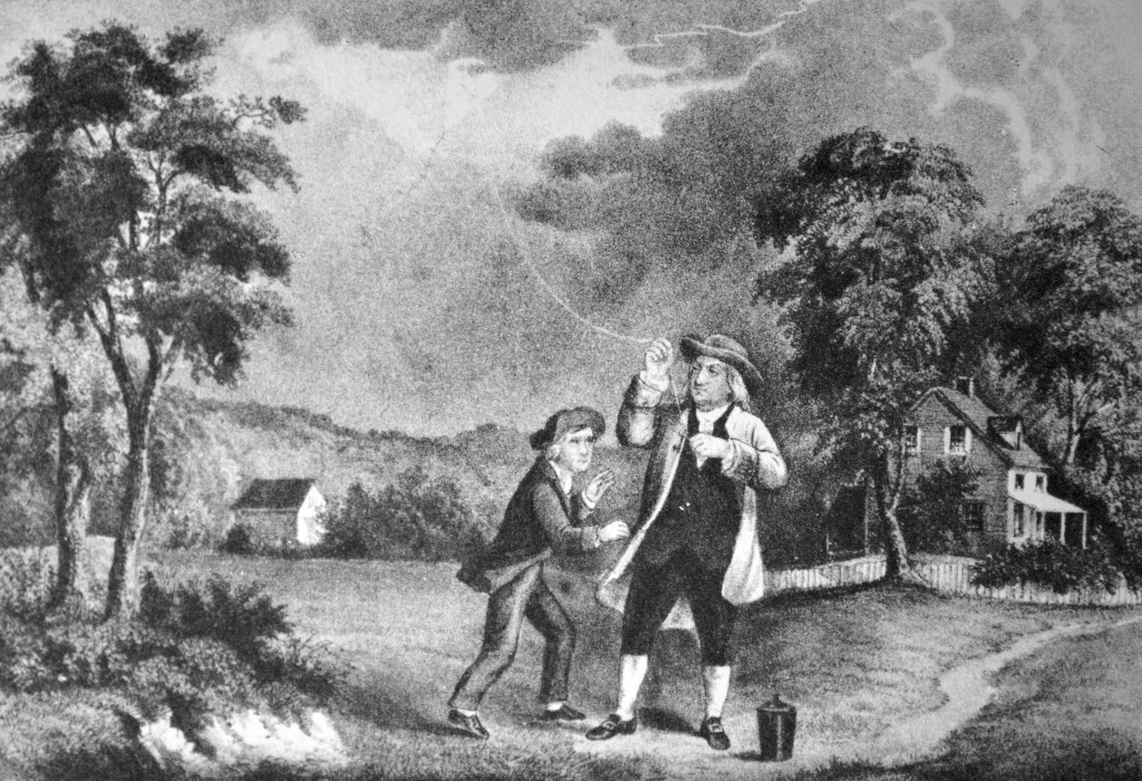 Currier & Ives Illustration القرن التاسع عشر. تجربة Franklins ، يونيو 1752 بواسطة N. and Ives، JM Currier